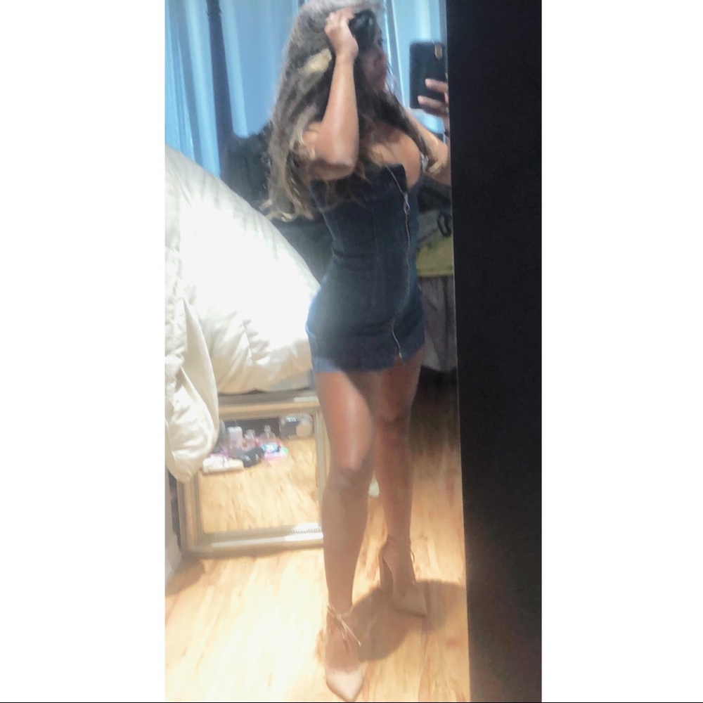 Denim, zip up dress